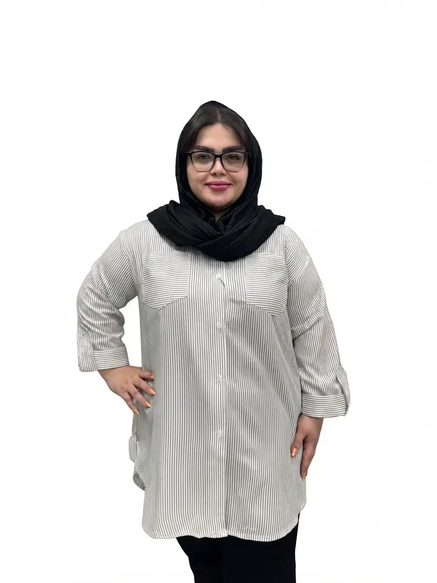 شومیز راه راه پاگن زنانه سایز بزرگ